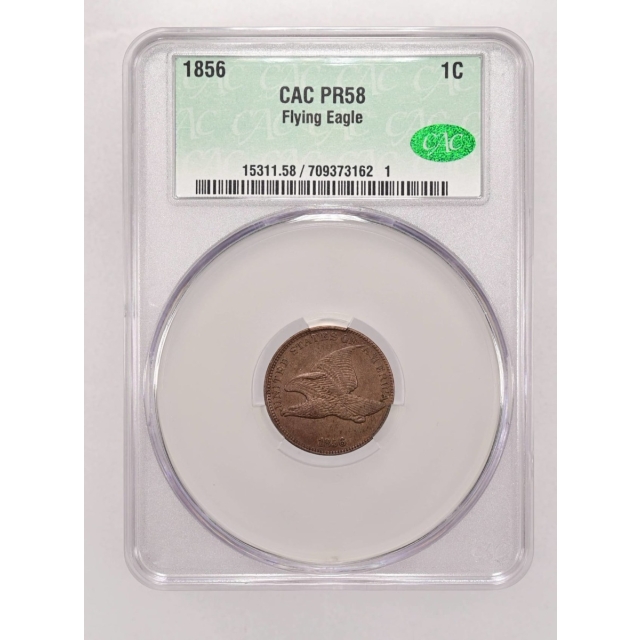 1856 Flying Eagle Cent 1C CACG PR58 CAC