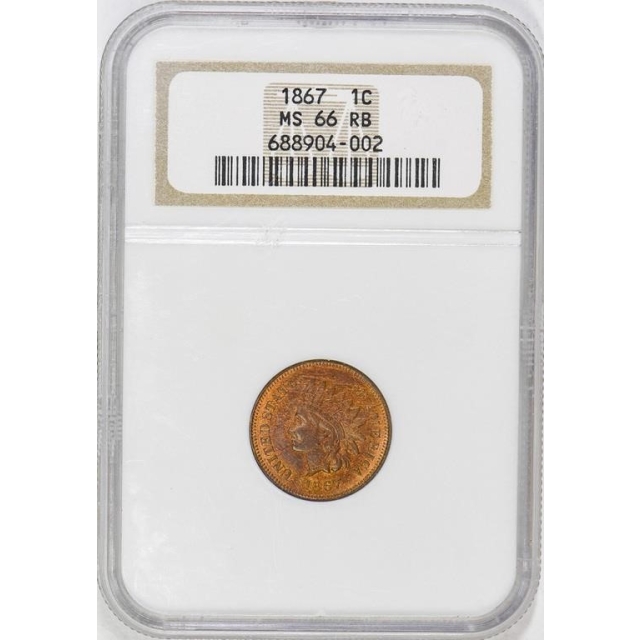 1867 1C Indian Cent - Type 3 Bronze NGC MS66RB