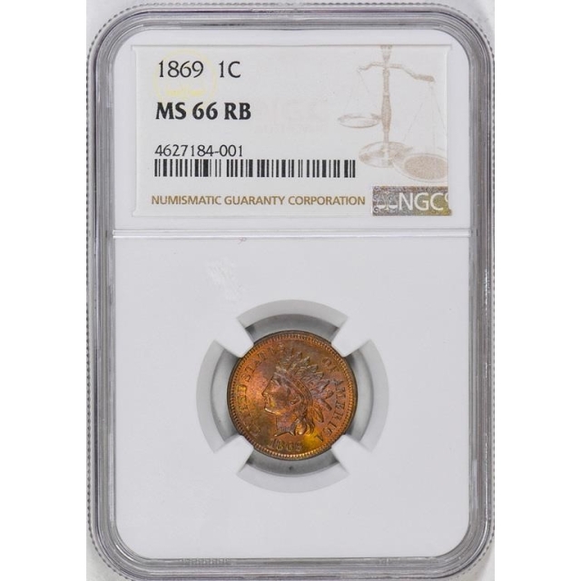 1869 Bronze Indian Cent 1C NGC MS66RB