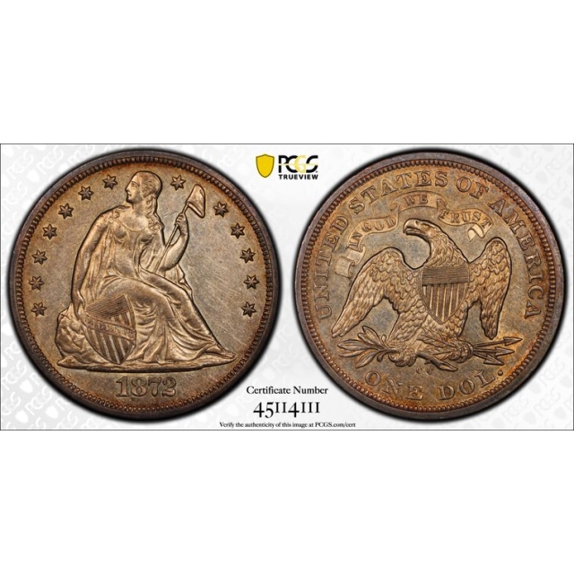 1872-CC $1 Liberty Seated Dollar PCGS AU55 (CAC)