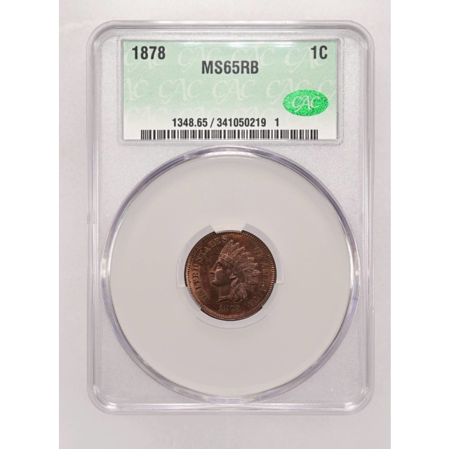 1878 1C Indian Cent - Type 3 Bronze CACG MS65RB (CAC)
