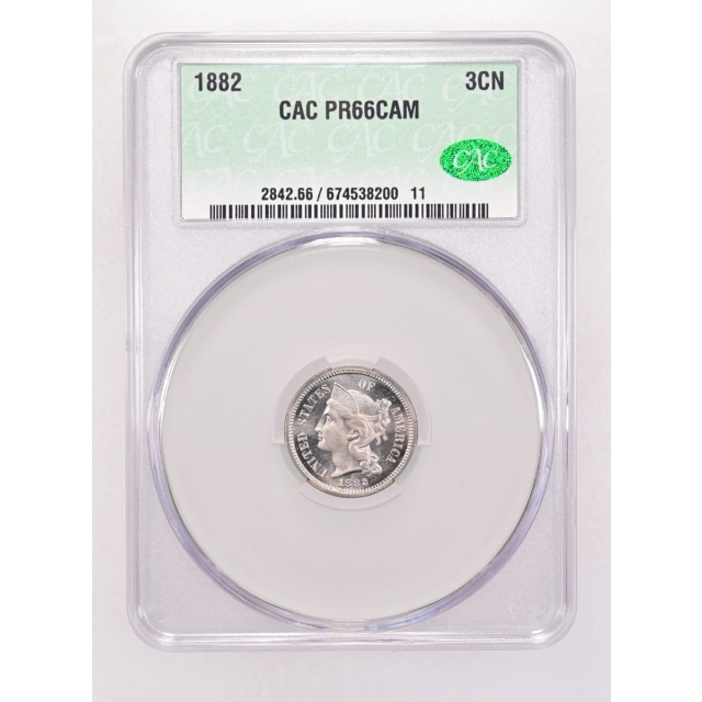 1882 3CN Three Cent Nickel CACG PR66CAM (CAC)