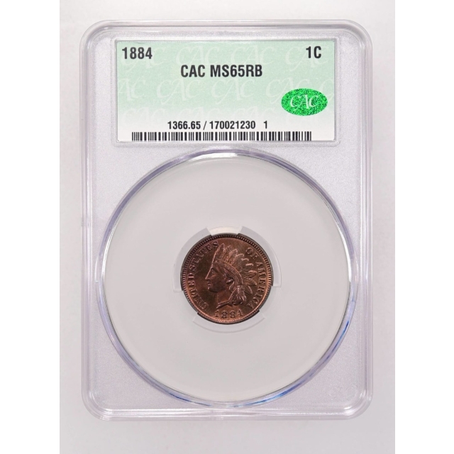 1884 1C Indian Cent - Type 3 Bronze CACG MS65RB (CAC)