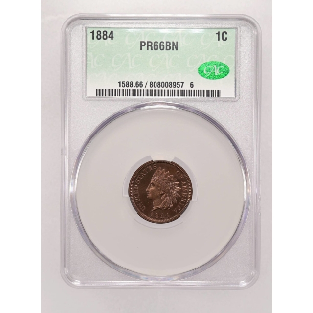 1884 1C Indian Cent - Type 3 Bronze CACG PR66BN (CAC)