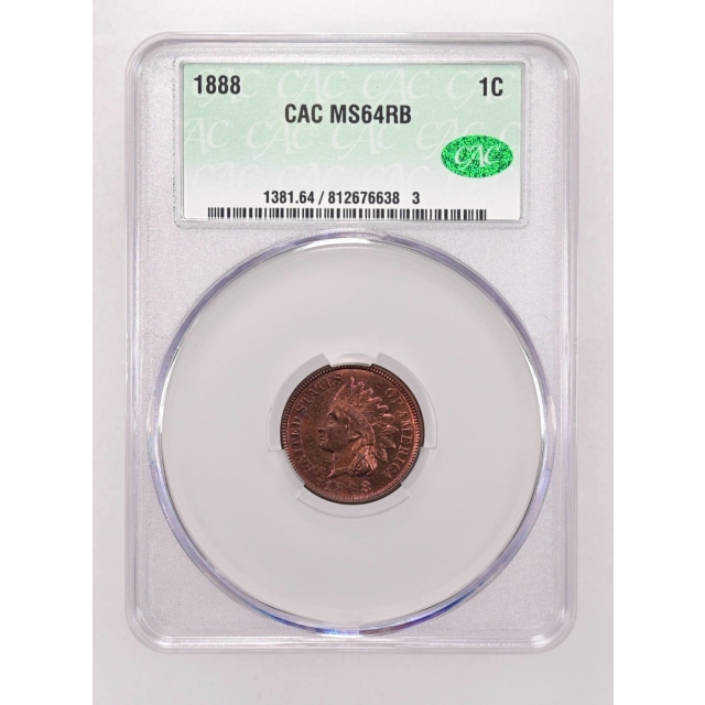 1888 1C Indian Cent - Type 3 Bronze CACG MS64RB (CAC)