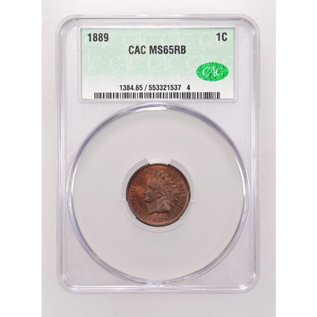 1889 1C Indian Cent - Type 3 Bronze CACG MS65RB (CAC)