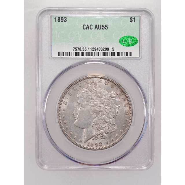 1893 $1 Morgan Dollar CACG AU55 (CAC)
