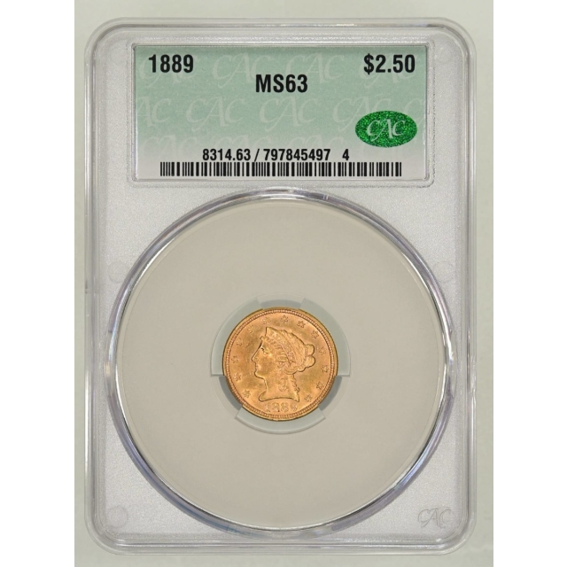 1889 Quarter Eagle $2.50 CACG MS63