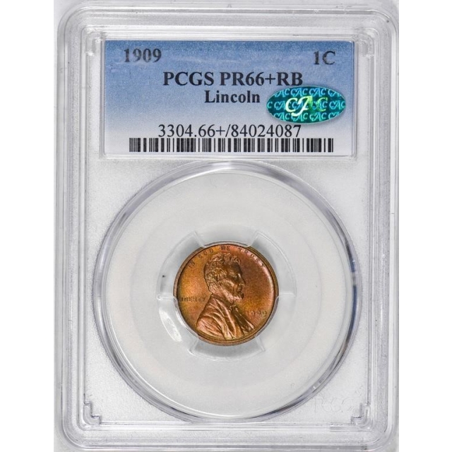 1909 1C Lincoln Lincoln Cent - Type 1 Wheat Reverse PCGS PR66+RB (CAC)