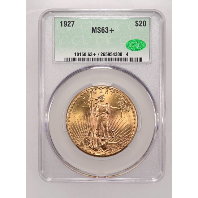 1927 $20 Saint Gaudens CACG MS63+ (CAC)