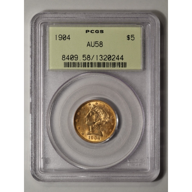 1904 $5 Liberty Head Half Eagle PCGS AU58