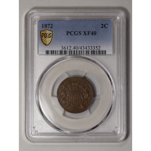 1872 2C Two Cent Piece PCGS XF40BN