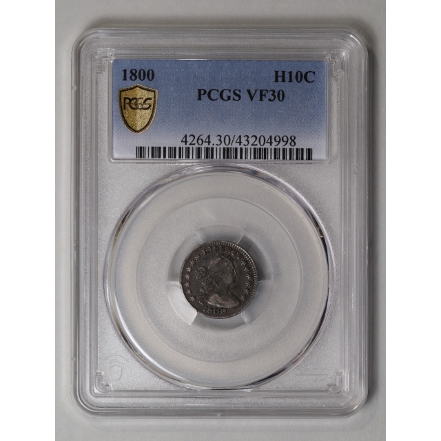 1800 H10C Draped Bust Half Dime - Type 2 Heraldic Eagle PCGS VF30