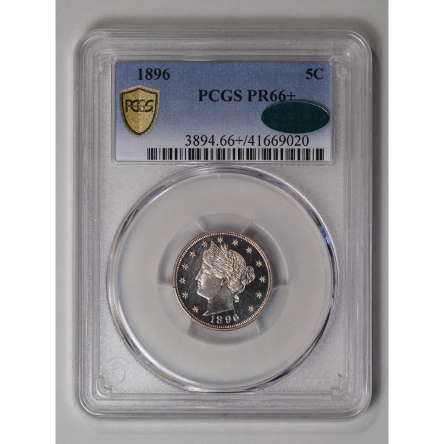 1896 5C Liberty Nickel PCGS PR66+ (CAC)