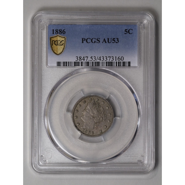 1886 5C Liberty Nickel PCGS AU53