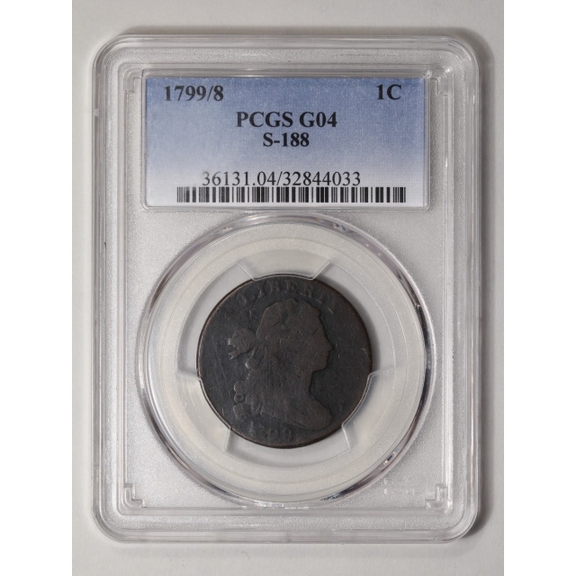 1799/8 1C Sheldon 188 Draped Bust Cent PCGS G4BN