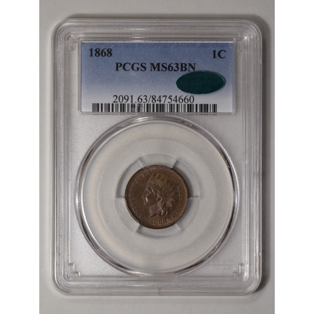 1868 1C Indian Cent - Type 3 Bronze PCGS MS63BN (CAC)