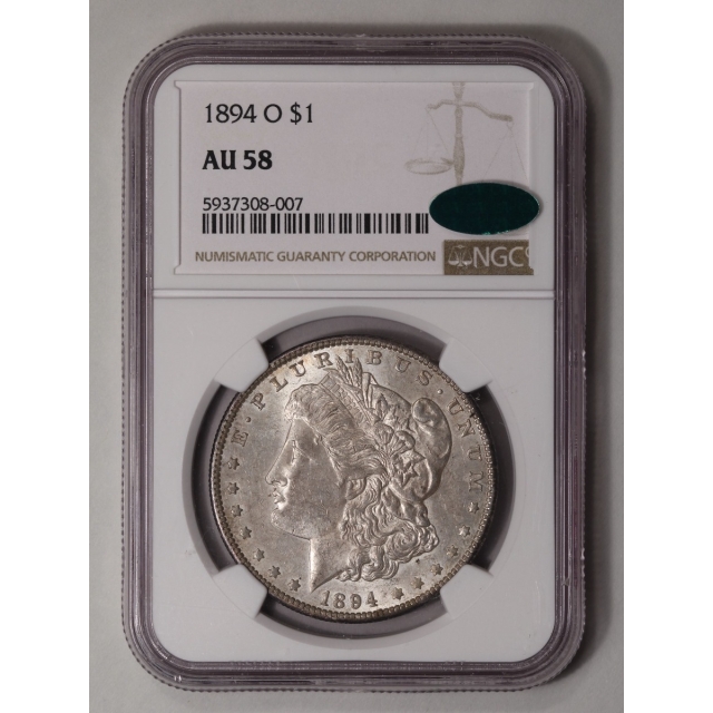 1894 Morgan Dollar S$1 NGC AU55 (CAC)