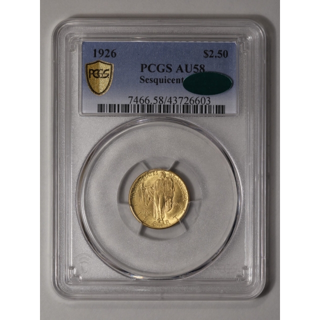 SESQUICENTENNIAL 1926 $2.50 Gold Commemorative PCGS AU58 (CAC)