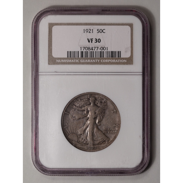 1921 Walking Liberty Half Dollar 50C NGC VF30