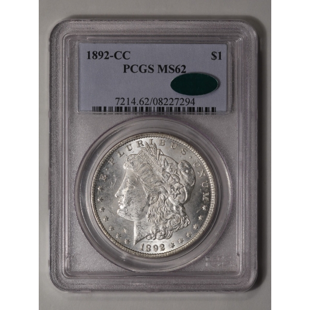1892-CC $1 Morgan Dollar PCGS MS62 (CAC)