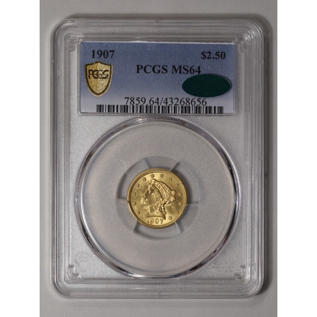1907 $2.50 Liberty Head Quarter Eagle PCGS MS64 (CAC)