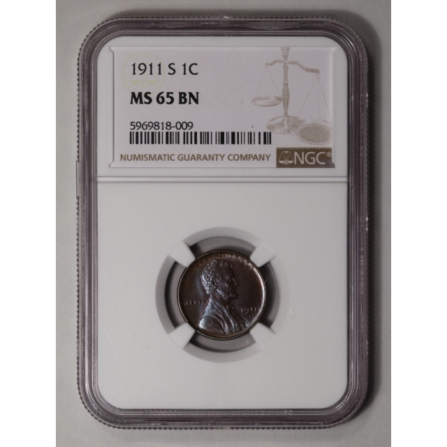 1911-S Wheat Reverse Lincoln Cent 1C NGC MS65BN