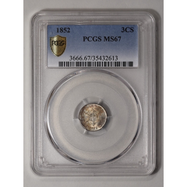 1852 3CS Three Cent Silver PCGS MS67
