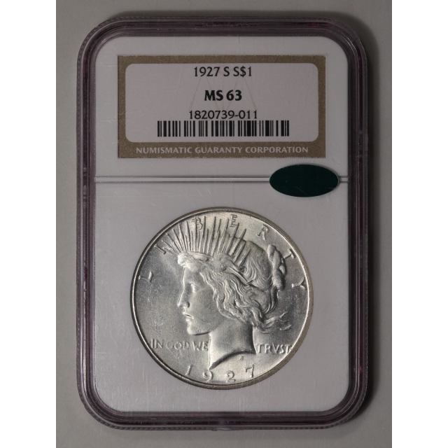 1927-S Peace Dollar S$1 NGC MS63 (CAC)