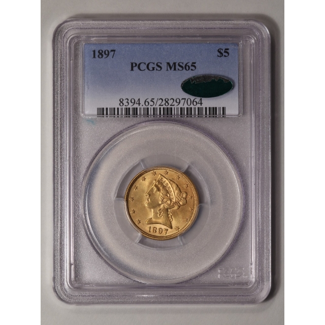 1897 $5 Liberty Head Half Eagle PCGS MS65 (CAC)
