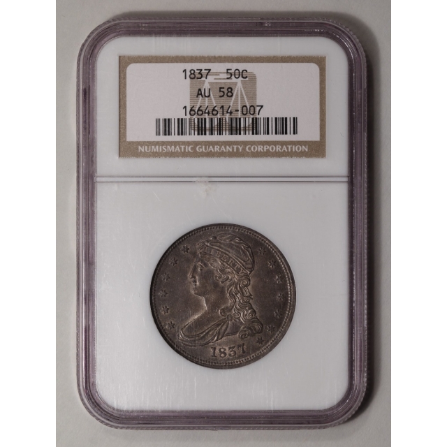 1837 Capped Bust, Reeded Edge 50C NGC AU58