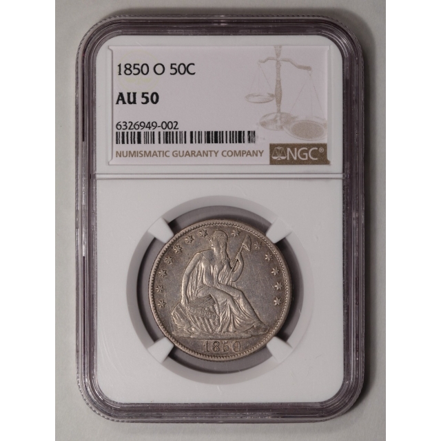 1850-O Seated Liberty Half Dollar - No Motto 50C NGC AU50