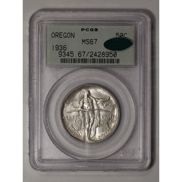 OREGON 1936 50C Silver Commemorative PCGS MS67 (CAC)