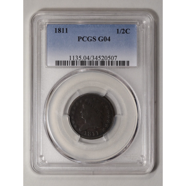 1811 1/2C Classic Head Half Cent PCGS G4BN