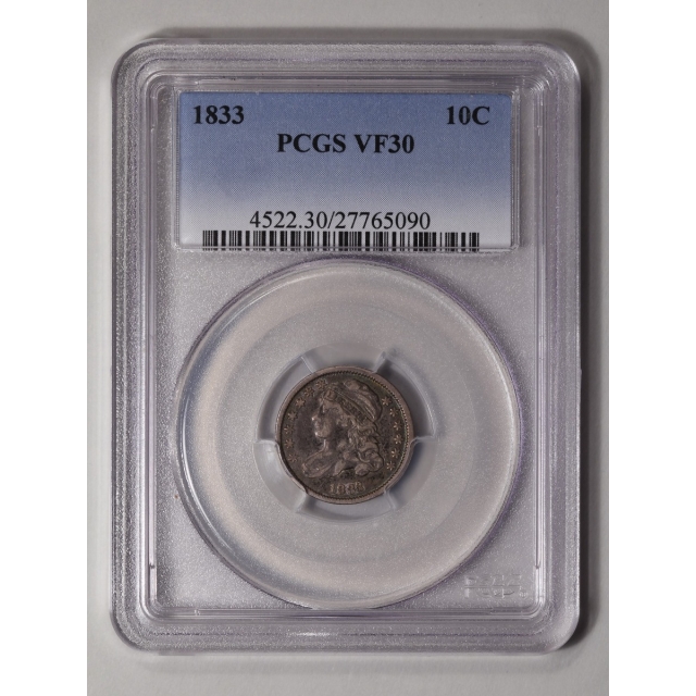 1833 10C Capped Bust Dime PCGS VF30