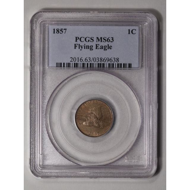 1857 1C Flying Eagle Cent PCGS MS63