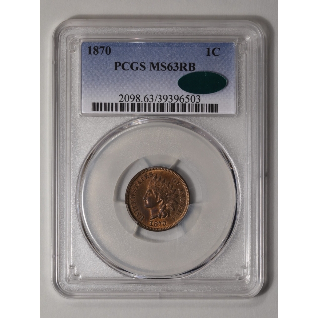 1870 1C Indian Cent - Type 3 Bronze PCGS MS63RB (CAC)