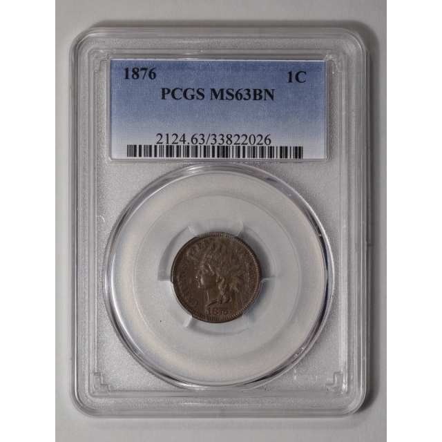 1876 1C Indian Cent - Type 3 Bronze PCGS MS63BN