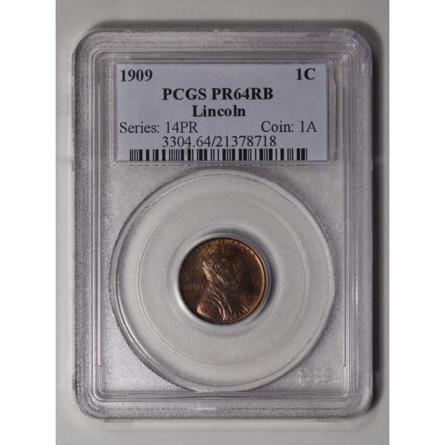 1909 1C Lincoln Lincoln Cent - Type 1 Wheat Reverse PCGS PR64RB