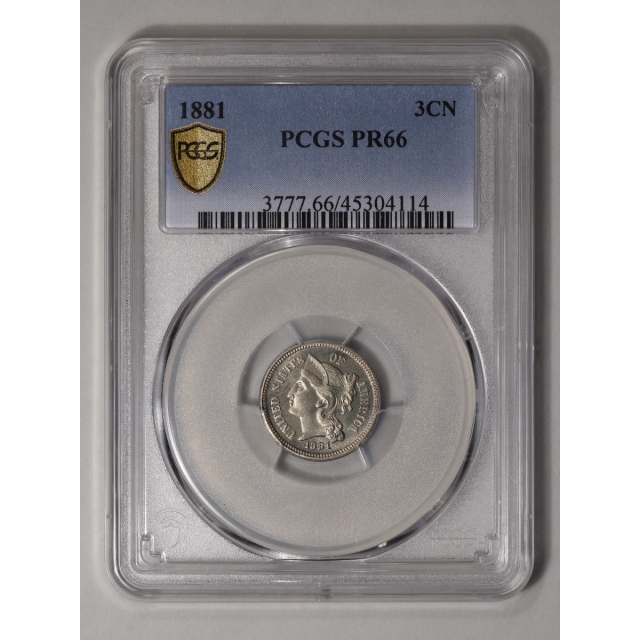 1881 3CN Three Cent Nickel PCGS PR66