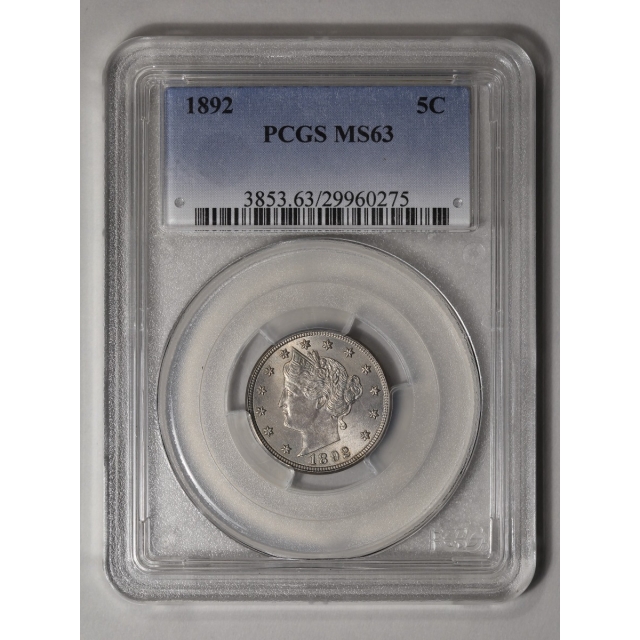 1892 5C Liberty Nickel PCGS MS63