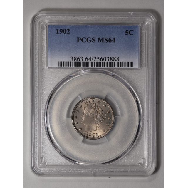 1902 5C Liberty Nickel PCGS MS64