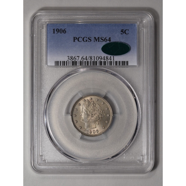 1906 5C Liberty Nickel PCGS MS64 (CAC)