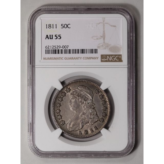 1811 Capped Bust, Lettered Edge 50C NGC AU55