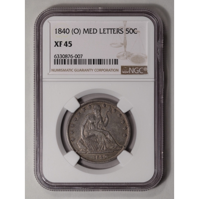 1840 (O) MED LETTERS Seated Liberty Half Dollar - No Motto 50C NGC XF45