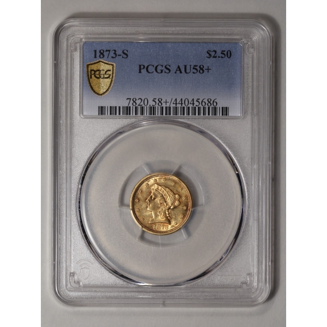 1873-S $2.50 Liberty Head Quarter Eagle PCGS AU58+