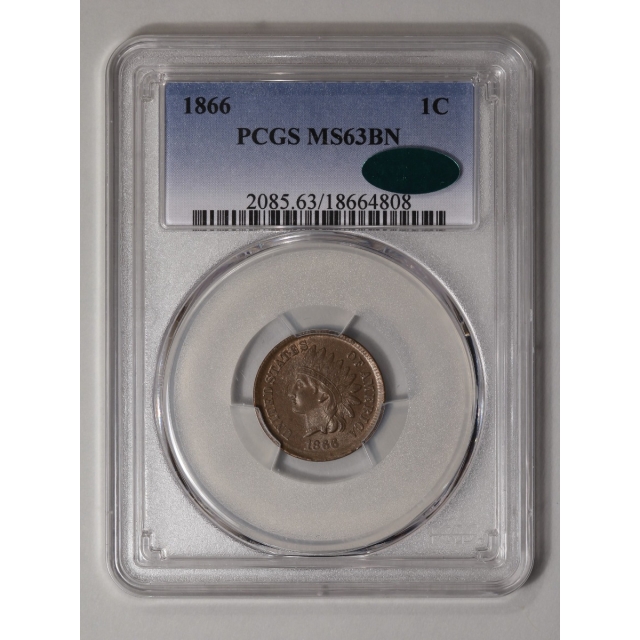 1866 1C Indian Cent - Type 3 Bronze PCGS MS63BN (CAC)