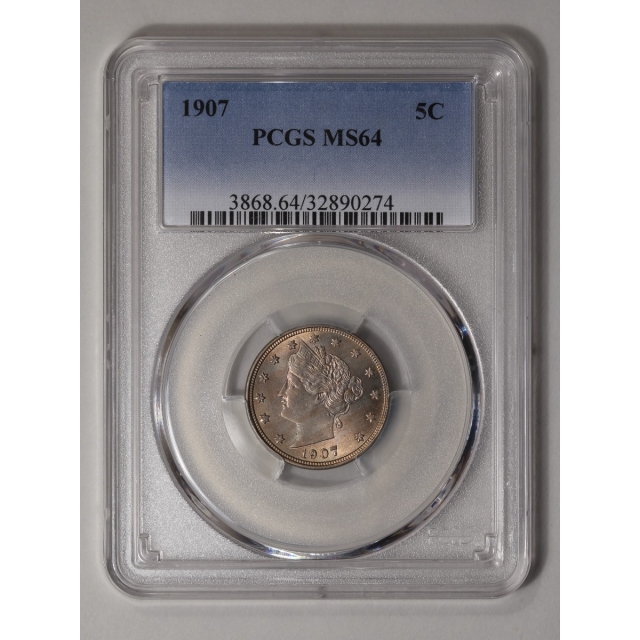 1907 5C Liberty Nickel PCGS MS64