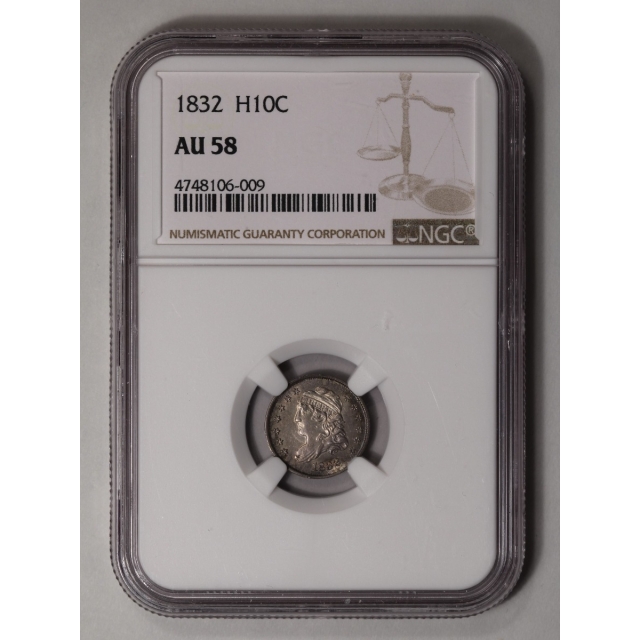 1832 Capped Bust Half Dime H10C NGC AU58