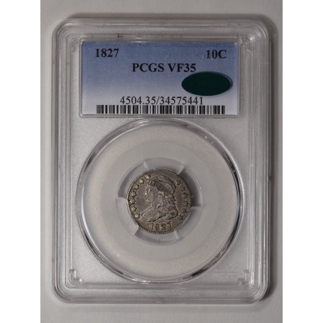 1827 10C Capped Bust Dime PCGS VF35 (CAC)